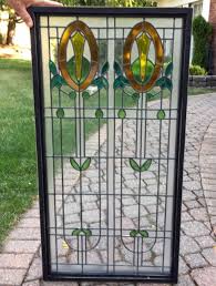 Antique STAINED LEADED GLASS WINDOW - 41" BY 21.25" | eBay