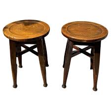 Handmade Antique Pair of Arts and Crafts Style Oak Stools by Gaskell and Chambers For Sale at 1stDibs | antique stools for sale, antique wooden stools for sale, arts and crafts stool