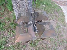 Vintage Italian Rustic Four (4) Light Hurricane Chandelier With Metal Shades Mid Century Lighting - Etsy