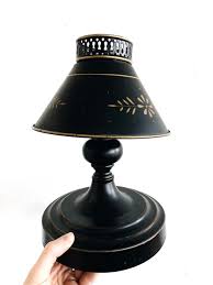 Vintage Tole Black Metal Lamp with Painted Shade – Maven Collective