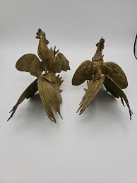 Vintage Bookends Metal Goldish Brown Sculpture Decorative ...