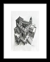 Ascending and Descending Framed Print by MC Escher - Fine Art America