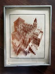 VTG M.C. Escher Photograph on Glass by Lucid Lines Ascending Art 1960 USA | eBay