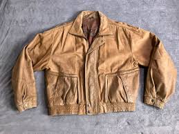 Vintage U.2. Air Farces Brown Leather Bomber Jacket - Mens ...