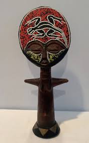 Vintage 12" Hand Carved Wood And Beaded African Fertility Figurine Doll Statue | eBay