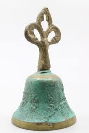 Vintage Aged Brass Oxidized Patina Loud Service Hand Bell | EstateSales.org