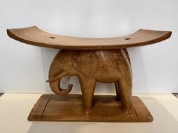 Hand Carved Wooden Elephant Stool / Bench – 21.5” x 10.25” x ...
