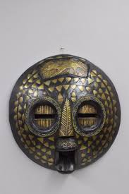 African Mask Baluba Wood Brass Yellow Blue Red Beaded ...