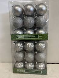 Holiday Time 36 Silver Shatterproof Christmas Ornaments ...