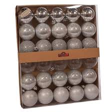 60MM Shatterproof Silver Ball Christmas Ornaments 30 Piece ...