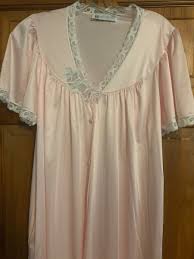Vintage VANDEMERE Long Robe Nightgown Lingerie MEDIUM Pink ...