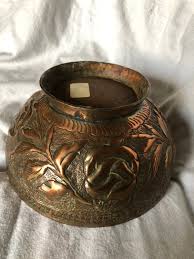 A Large Vintage Indian Imbossed Copper Bowl - Etsy