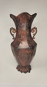 Vintage Ornate Antique Metal Brown Vase Decorative with ...