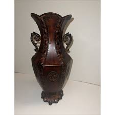 Vintage Ornate Antique Metal Brown Vase | Mercari