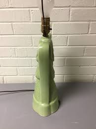 ANTIQUE VTG CERAMIC GREEN ART DECO LAMP BOW DESIGN ...