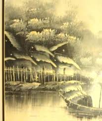 Vintage Signed Original Asian Large 30" X 25" Monochrome Black and White Nautical Painting Custom Framed Matted/vietnamese Art/oriental Art - Etsy