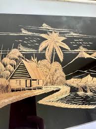Framed Vintage Straw Picture / Straw Art - Mid-century Art ...