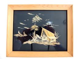 Vintage 1950's Gothic Framed Bamboo Straw Asian Picture, MCM ...