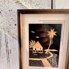 Asian Straw Art in Wood Frame Vintage Asian Wall Art - Etsy