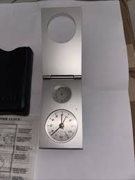 Levenger Dual Face Zone Travel Clock Silver Analog Untested ...