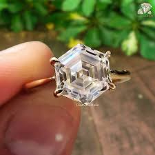 Hexagon Step Cut Moissanite Engagement Ring – Geometric ...