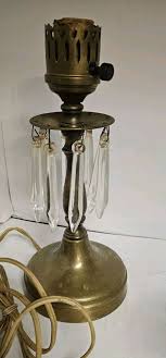 Vintage Lamp Brass Boudoir Lamp w/Prisms Crystal Electric | eBay