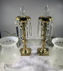 Pair of Brass Buffet Lamps W/prisms - Etsy