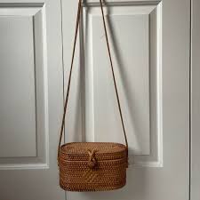 Navy blue straw tote bag with embroidered flowers... | Depop