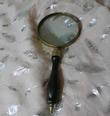 Hand Held Magnifying Glass with Turned Wooden Handle, 1960s ...