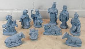 Christmas Nativity Set of 10 Pieces Blue Glazed Vintage 1970's Pre-owned GC | eBay