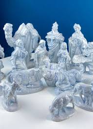 Vintage, Atlantic Mold Nativity Set. Blue High Gloss Finish. 17 piece – Anything Discovered