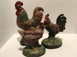 Vintage Ceramic Rooster/hen Set of 3- Handwork Ceramic ...