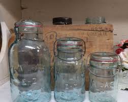 3 Antique IMPERFECT Aqua Blue Atlas E-Z Seal Jars Half ...