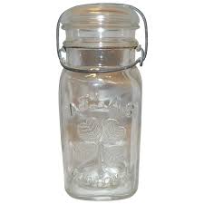 Hazel Atlas One Quart Good Luck Canning Jar with Bail Close. For Sale at Ruby Lane