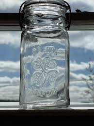 VINTAGE ATLAS GOOD LUCK CLEAR GLASS TOP QUART FRUIT JAR | eBay