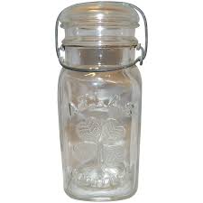 Hazel Atlas One Quart Good Luck Canning Jar with Bail Close ...