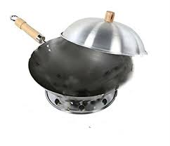 Dr Livingstone Spun Steel Flat Bottom Wok 14" Wood Handle + ...