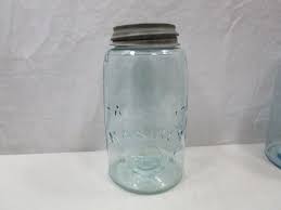 Sold at Auction: Lot Of 2 Vintage Aqua Blue Canning Jars With Zinc Lids