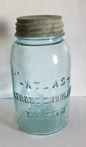 vintage AQUA GREEN ATLAS STRONG SHOULDER MASON GLASS JAR WITH LID RAISED LETTERS | eBay