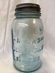 Vintage Atlas Strong Shoulder Mason Jar Aqua Blue Zink Lid / Milk glass Quart P3 | eBay Australia