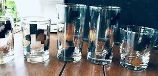 10 Dominion MCM Drinking Glasses Black Gold full semi ...