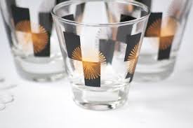 Mid Century Modern Atomic Starburst Black and Gold Shot ...