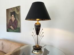 1950s Vintage Mid Century Atomic Black and Gold Lamps - Set ...