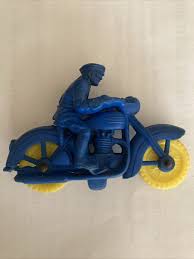 Vintage Auburn Rubber Police Motorcycle Blue with Yellow ...
