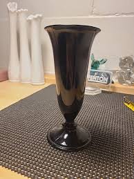 Black Amethyst Glass Bud Vases With "Sterling/Floral Overlay ...