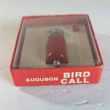 Vtg. Red The Audubon Bird Call Boxed Birchwood Pewter, W ...