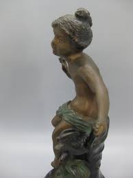 Art Nouveau French Bronze with Enamel Paint Child Sculpture by Auguste Moreau For Sale at 1stDibs | french bronze sculpture