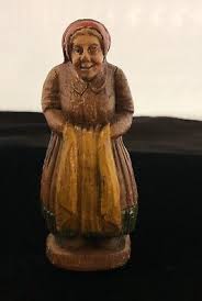 VINTAGE OBERAMMERGAU CARVED WOOD FIGURE 5” OLD LADY | eBay