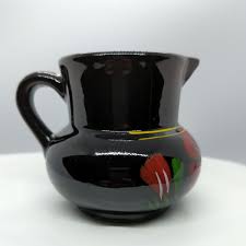 Vintage Redware Pottery Pitcher 4" Hand Painted Folk Art ...