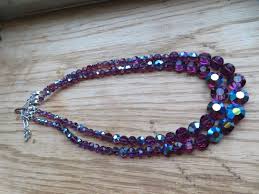 Vintage 1950's Aurora Borealis Purple Aurora Borealis 2 Strand Necklace - Exquisite - Etsy